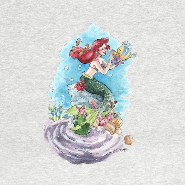 Ariel and Flounder by Carlotta Mascolo Art